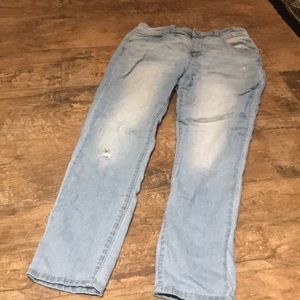 Light blue stone washed denim jeans